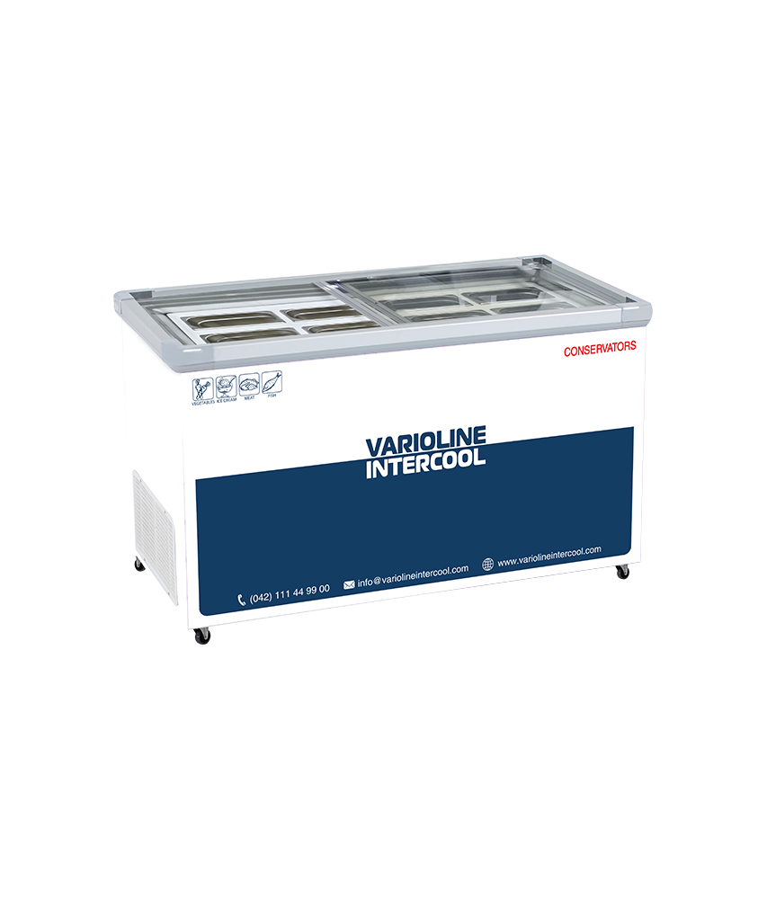 VARIOLINE INTERCOOL CONSERVATOR SLIDING GLASS FLAT SGF-505 WITH PANS (500 LITRE)